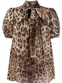 leopard print pussy bow blouse at Farfetch